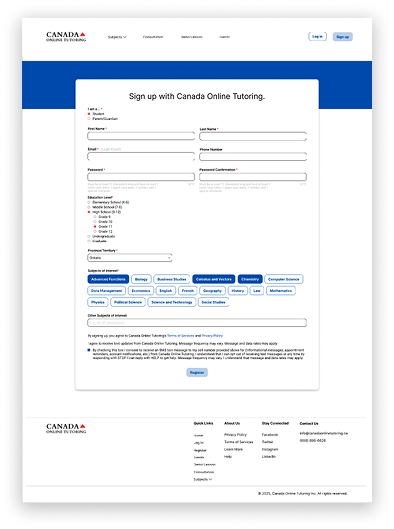 Redesigned Registration Page