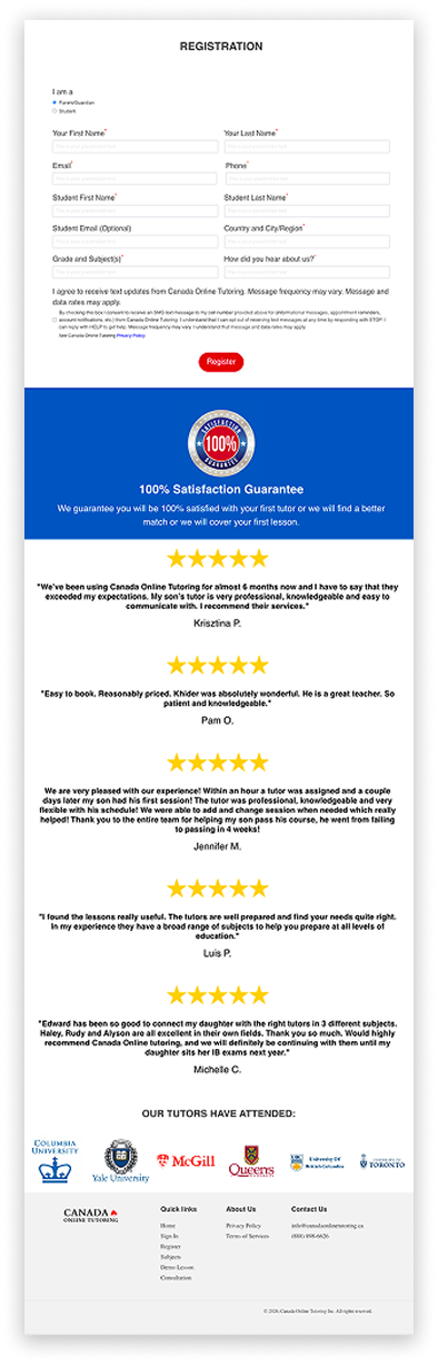 Current Registration Page