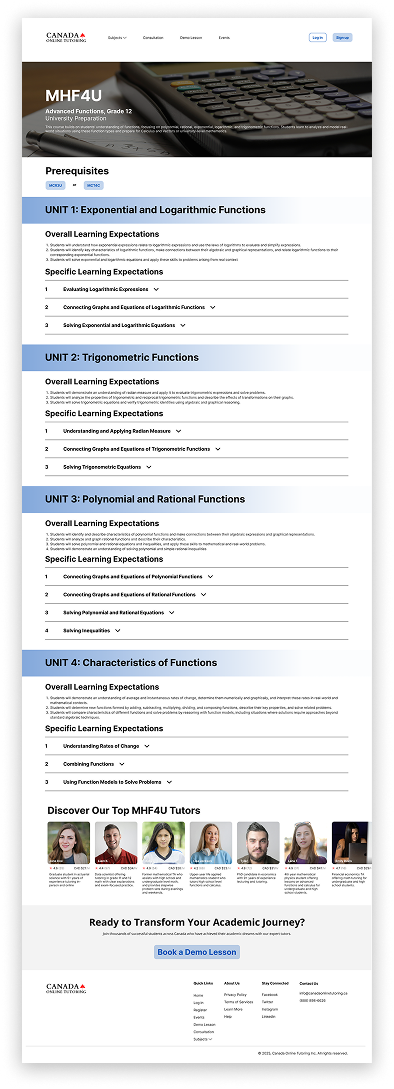 Redesigned Subject Page