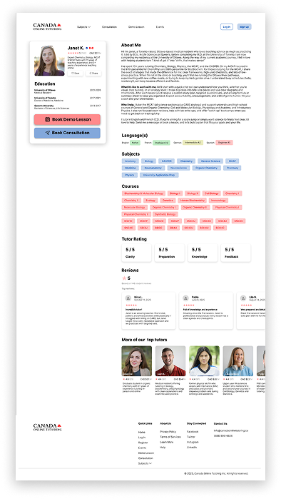 Tutor Profile Page